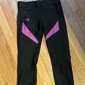 Under Armour Heat‎ Gear Black/Purple Compression Leggings Womens Size Small
